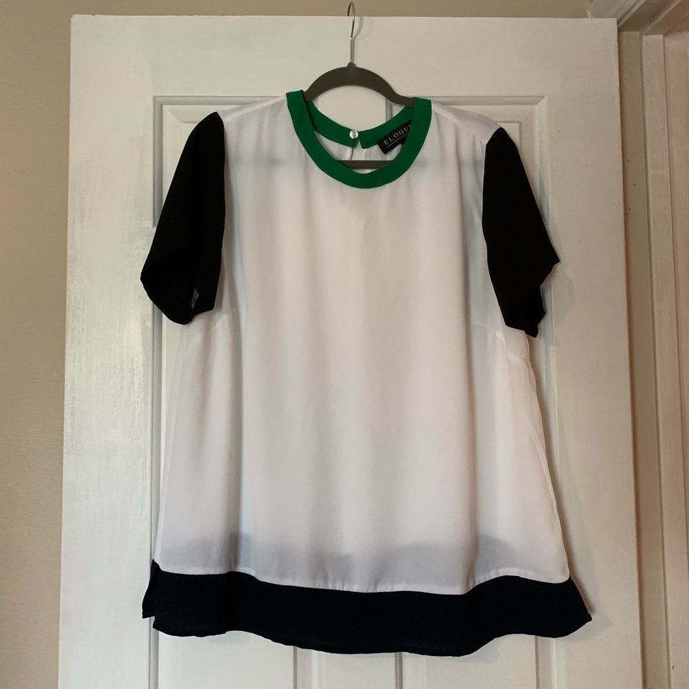 Eloquii color block short sleeve blouse